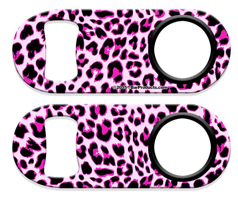 Kolorcoat™ Mini Bottle Opener with Retractable Reel - Pink Cheetah - Image 3
