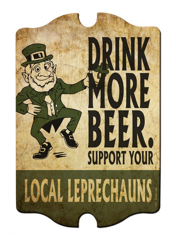 Kolorcoat™ Wood Bar Sign - Tavern Shaped - Support Your Local Leprechauns