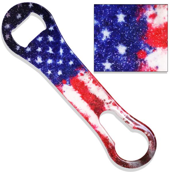 Glitter Splattered Grunge U.S Flag V-Rod® Bottle Opener - Image 2