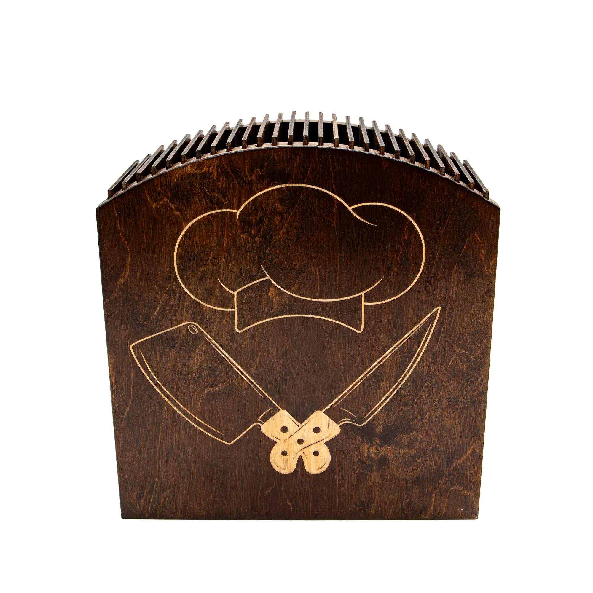 Laser Engraved Knife Block - Dark Stain - Chef Hat - Handcrafted in the USA - Image 4