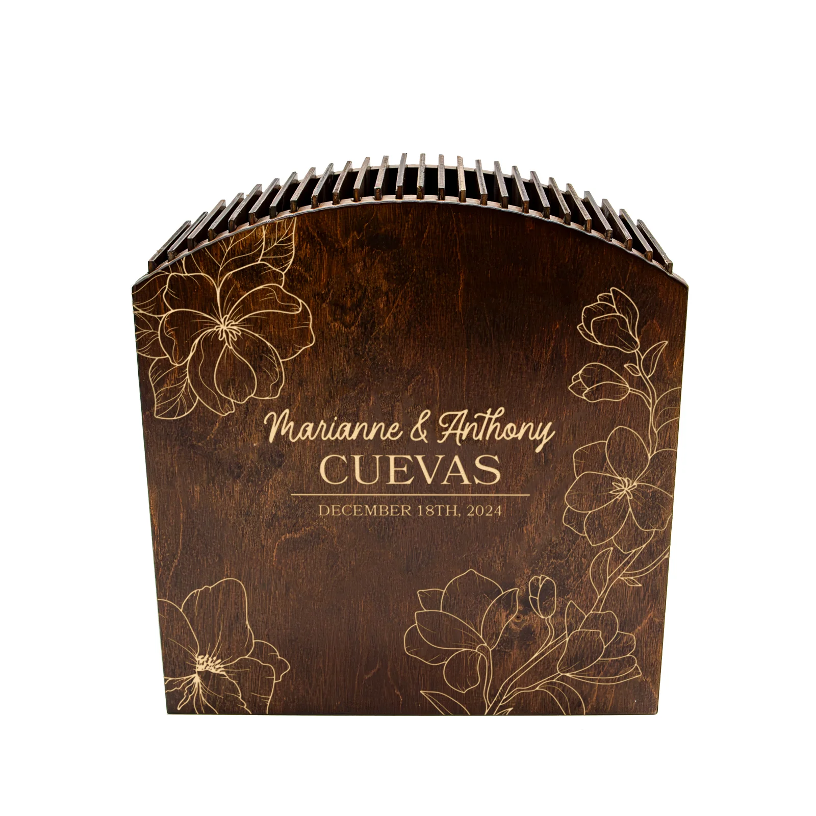 Laser Engraved Knife Block - Dark Stain - Customizable Floral Monogram - Handcrafted in the USA - Image 4