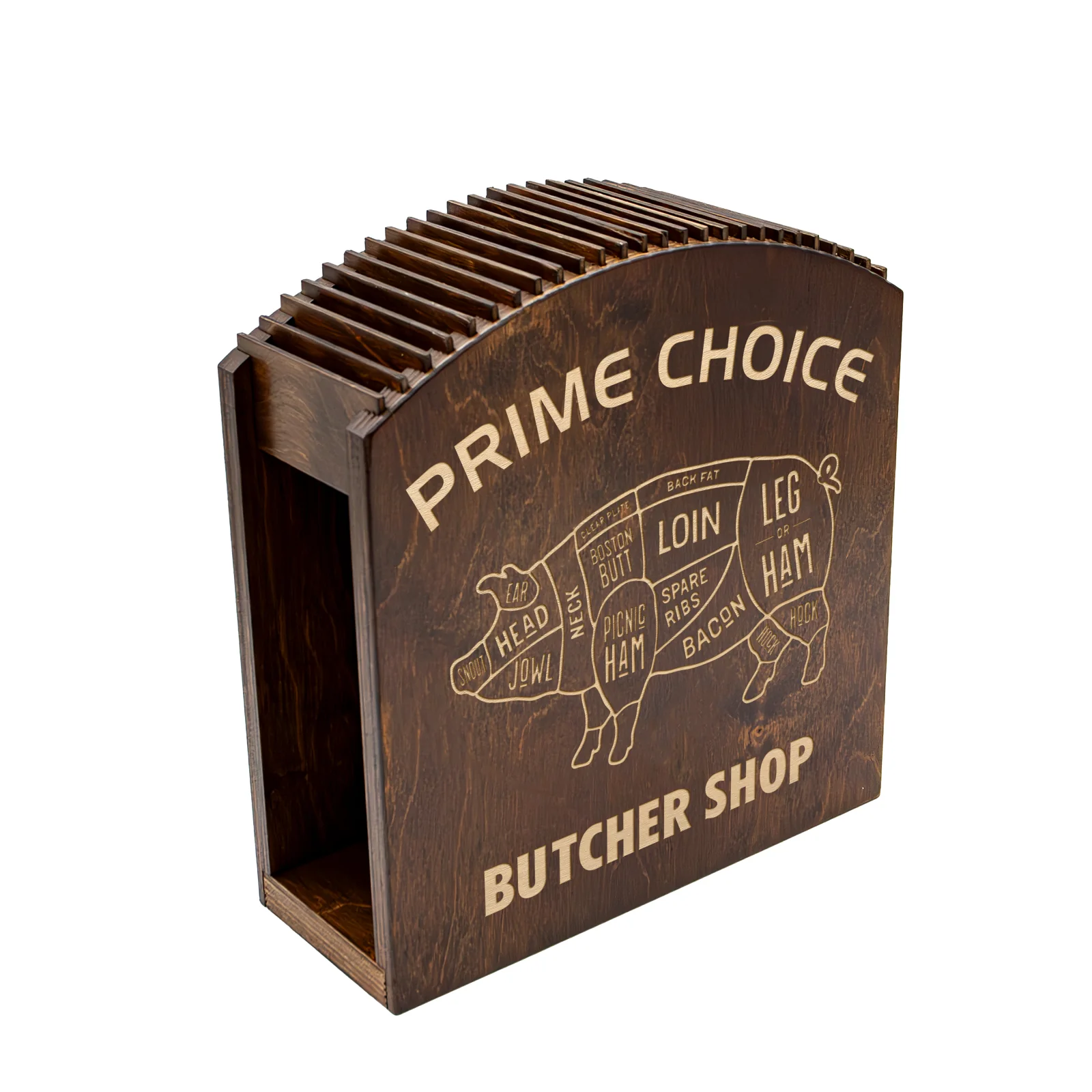 Laser Engraved Knife Block - Dark Stain - Customizable Pig Design - Handcrafted in the USA - Image 6