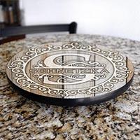 Lazy Susan - Customizable WHITE WOOD with Decorative Design - 3 Different Sizes - Table Top - Handcrafted in USA - Image 4