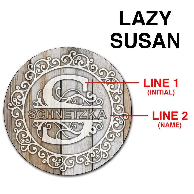 Lazy Susan - Customizable WHITE WOOD with Decorative Design - 3 Different Sizes - Table Top - Handcrafted in USA - Image 7