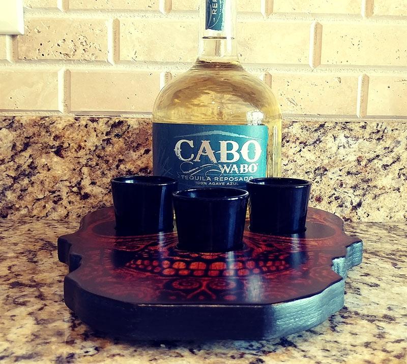 Liquor Bottle and Bottle Flight and Serving Tray - Rustic Skull - Image 4