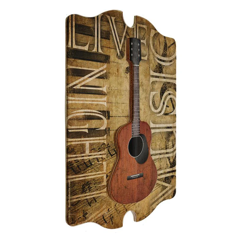 Live Music Nightly - 3D Wooden Guitar Tavern Sign - Image 3