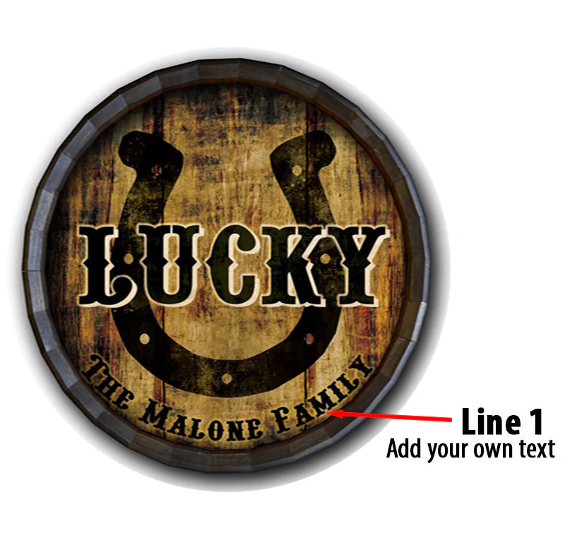 Lucky Horseshoe Custom Wood Barrel Top Sign - Image 2