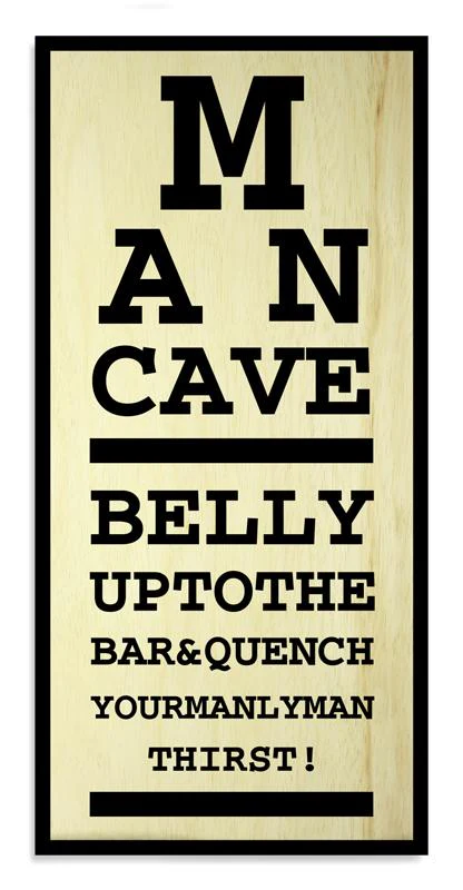 Man Cave Eye Chart - Kolorcoat™ Wood Bar Sign - Large (11 3/4" x 23 3/4")