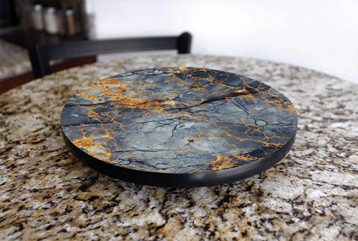 Marble W/ Gold Designs Lazy Susan - 3 Different Sizes - For Kitchen Table Top - Handcrafted in USA - Image 8