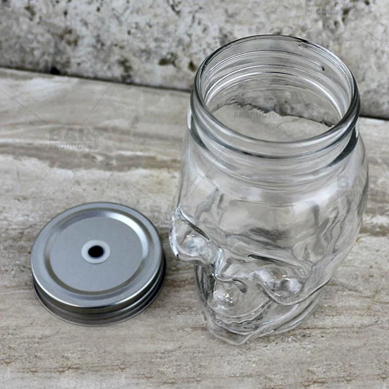 Mason Jar with Lid - SKULL Themed - 16 ounce - Image 7