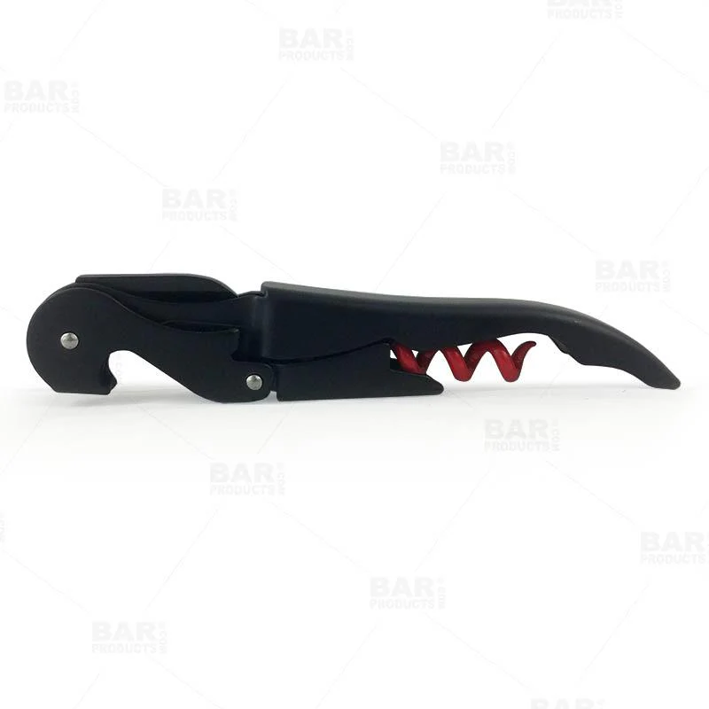 Matte Black Double-Hinged Corkscrew with Red Worm - Image 3