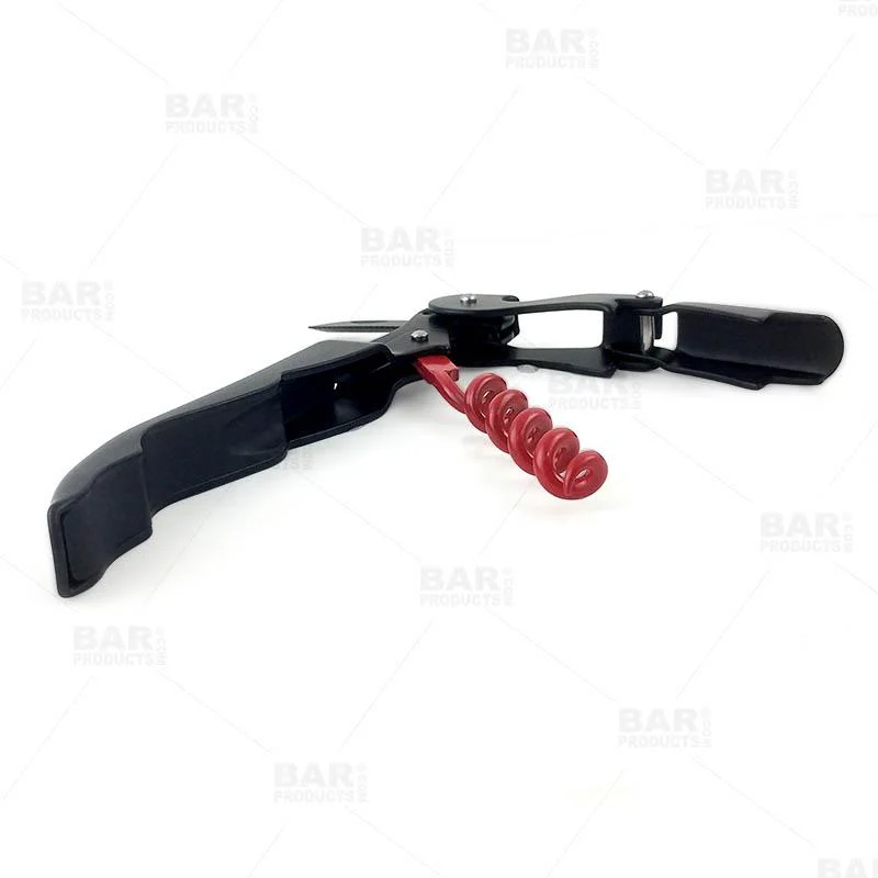Matte Black Double-Hinged Corkscrew with Red Worm - Image 4