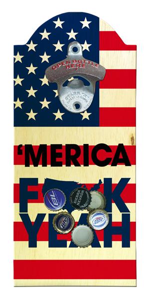 'Merica Wooden Bottle Opener with Magnetic Cap Catcher - Image 2