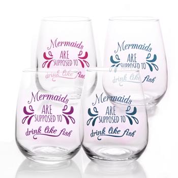 Mermaid Stemless Wine Glasses