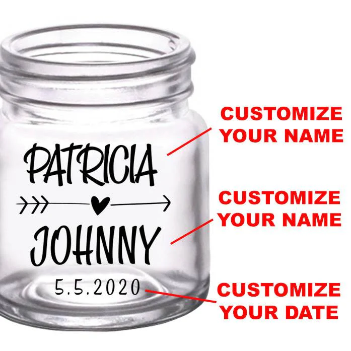 Mini Mason Jar Shot Glass - Heart Arrow - CUSTOMIZABLE - 2oz Clear - Image 2