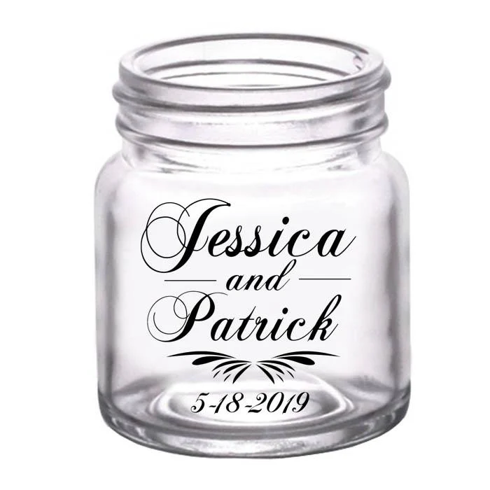 Mini Mason Jar Shot Glass - Simplistic - CUSTOMIZABLE - 2oz Clear
