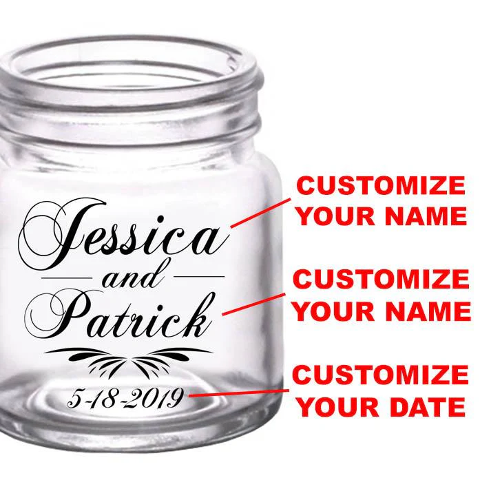 Mini Mason Jar Shot Glass - Simplistic - CUSTOMIZABLE - 2oz Clear - Image 2