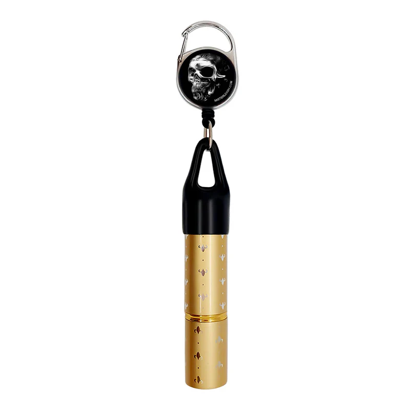 Mister Leash™ - Retractable Clip-on Atomizer for Hand Sanitizers - Chrome Skull Design - Refillable - Image 3