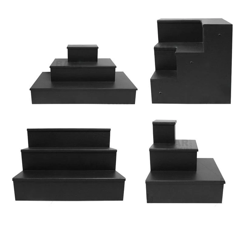 MixMaster™ 3 Tier Incremental Wooden Liquor Bottle Shelf Displays - Black