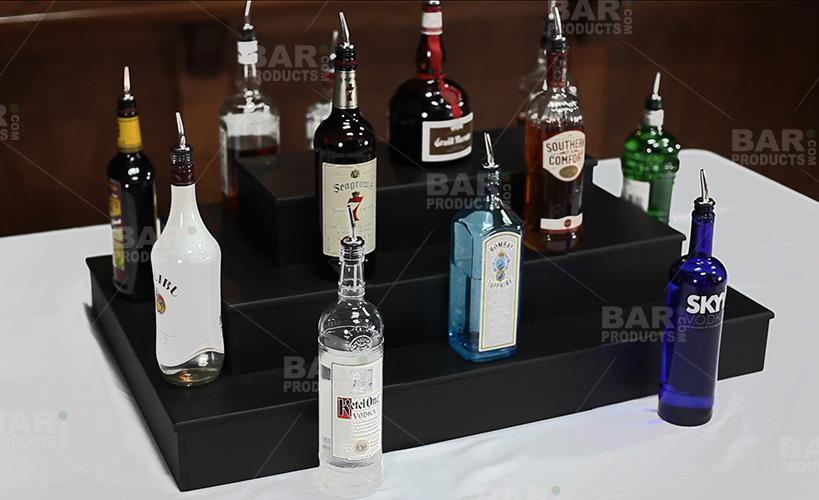 MixMaster™ 4 Tier Incremental Wooden Liquor Bottle Shelf Displays - Black - Image 9