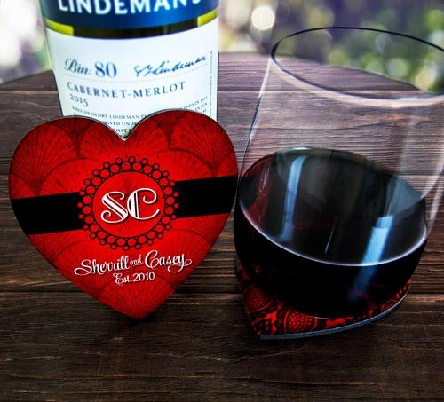Monogram - Heart Shaped Cork Bottom Coasters - CUSTOMIZABLE - Image 3
