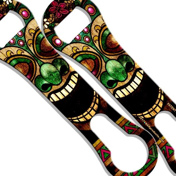 Natural Wood Tiki Man w/ Color V-Rod® Bottle Opener
