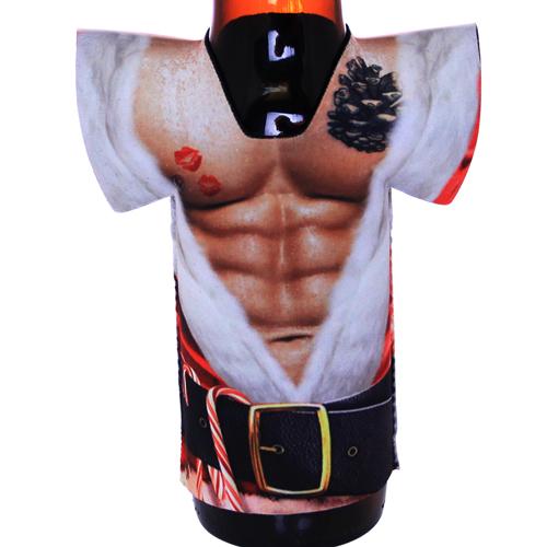 Naughty Santa T-Shirt Style Bottle Cooler - Image 3