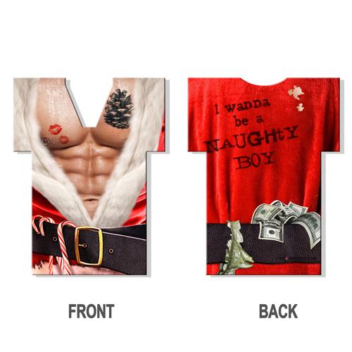 Naughty Santa T-Shirt Style Bottle Cooler - Image 4