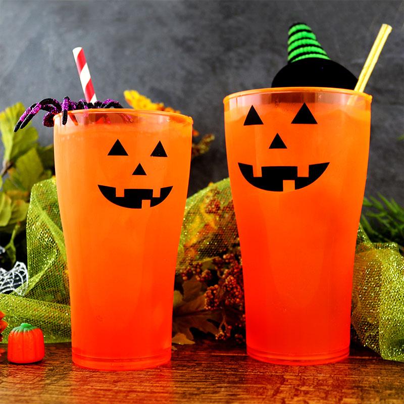 Neon Orange Polycarbonate Cup - Classic Jack O'Lantern - 2 Sizes Available - Image 2