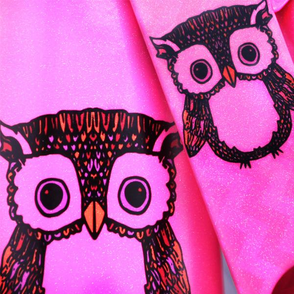 "Mr. Owl" Neon Pink Glitter Kolorcoat™ Bar Tools - Shaker or Opener - Image 2