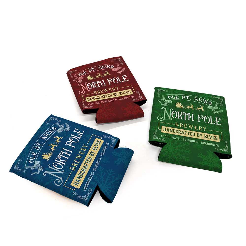 North Pole Brewery Can Coolers - PACK OF 3 (Blue, Red and Green) - Image 2