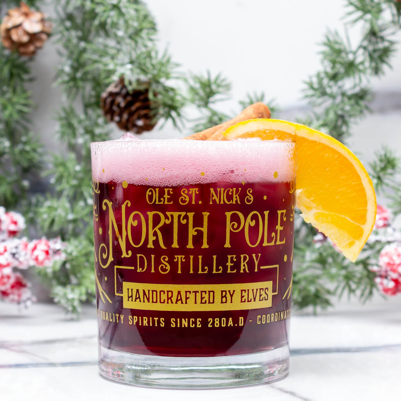 North Pole Distillery Christmas Cocktail Glass - 10 ounce - Image 2