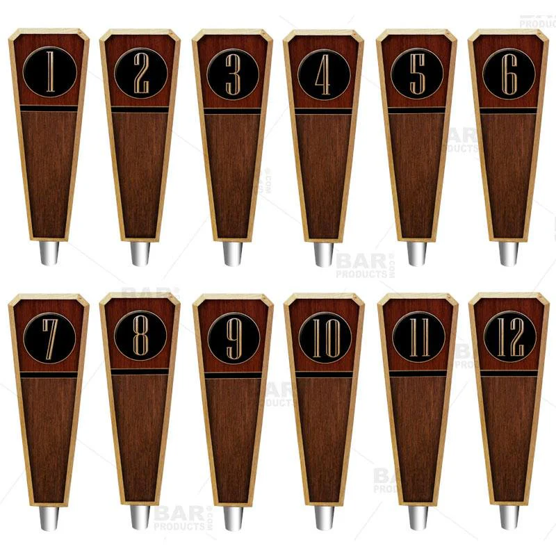 Oak Wood Numbered Beer Tap Handles - Emblem - Image 4