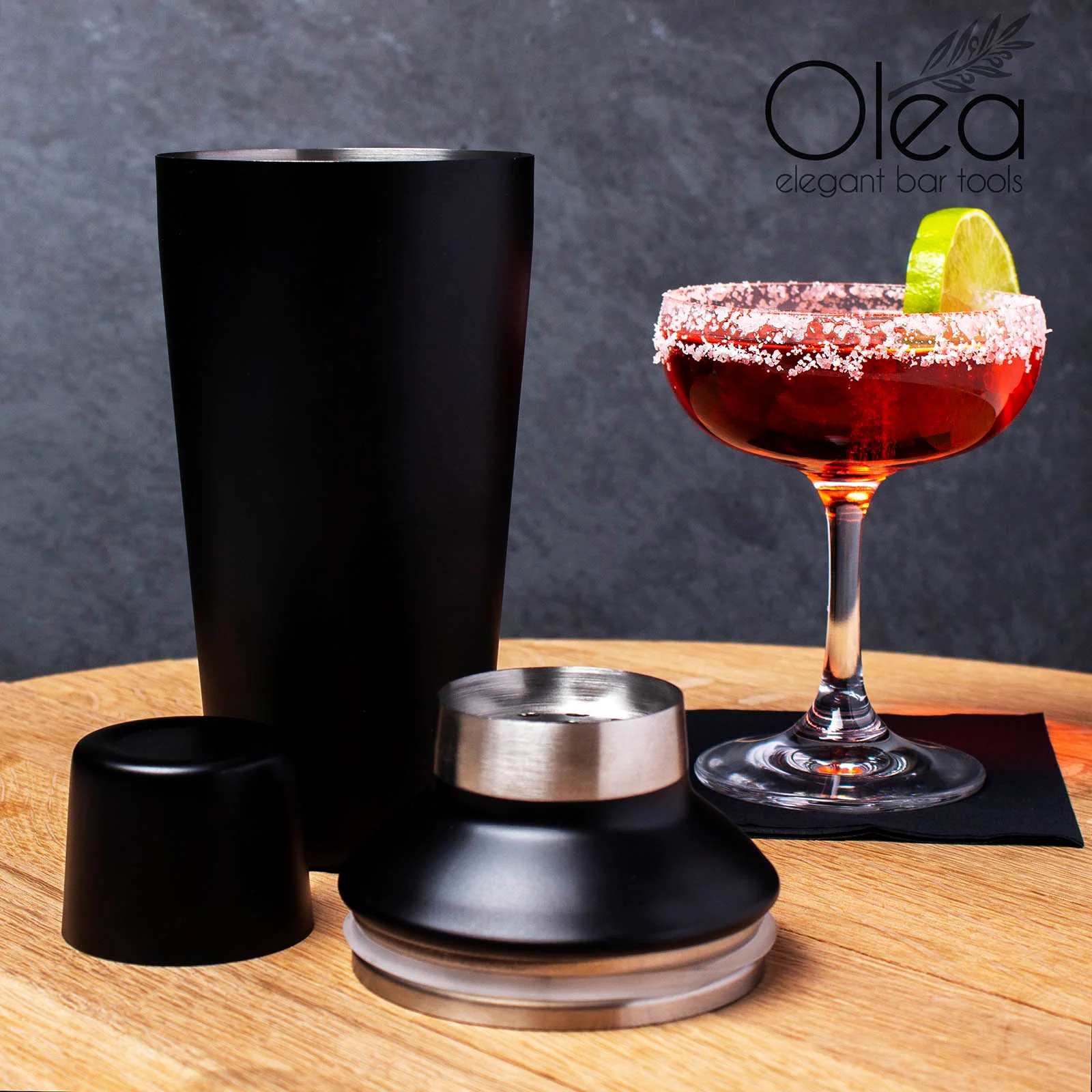 Olea™ Black Matte Shaker - 24 ounce - 3 Piece - Image 2