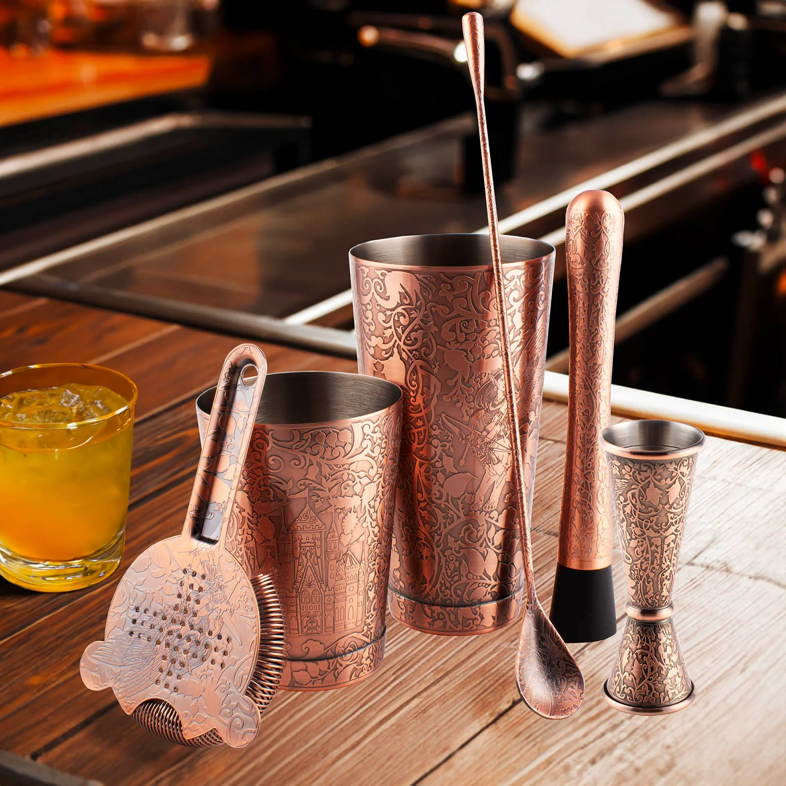 Olea® Fairy Pattern Bar Set - Brushed Copper - Image 2