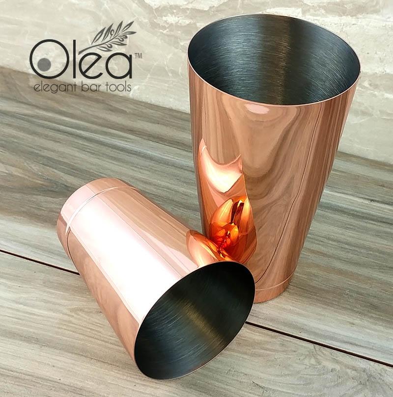 Olea™ 2 Piece Shaker Tin Set - Copper Plated - 28 and 16 ounce Tins - Image 2