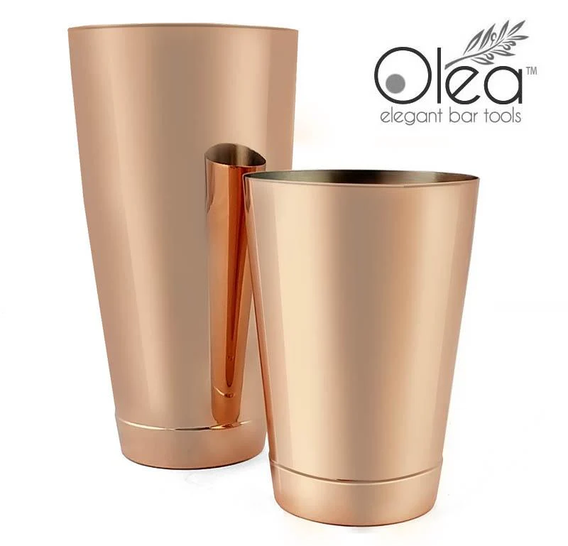 Olea™ 2 Piece Shaker Tin Set - Copper Plated - 28 and 16 ounce Tins - Image 4