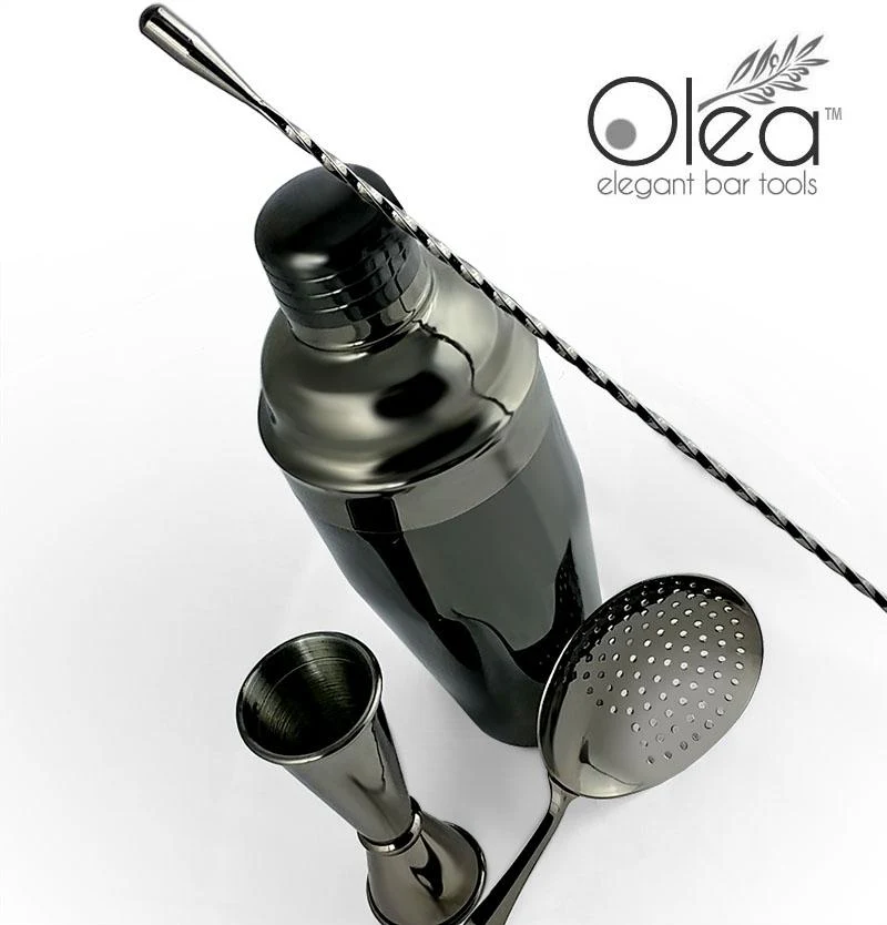 Olea™ 4 Piece Bar Set - Gunmetal Black with Bar Spoon Tip Option - Image 4