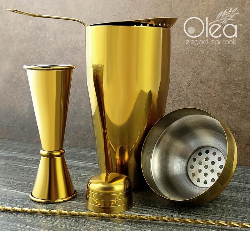 Olea™ 4 Piece Bar Set - Gold Plated with Bar Spoon Tip Option - Image 2