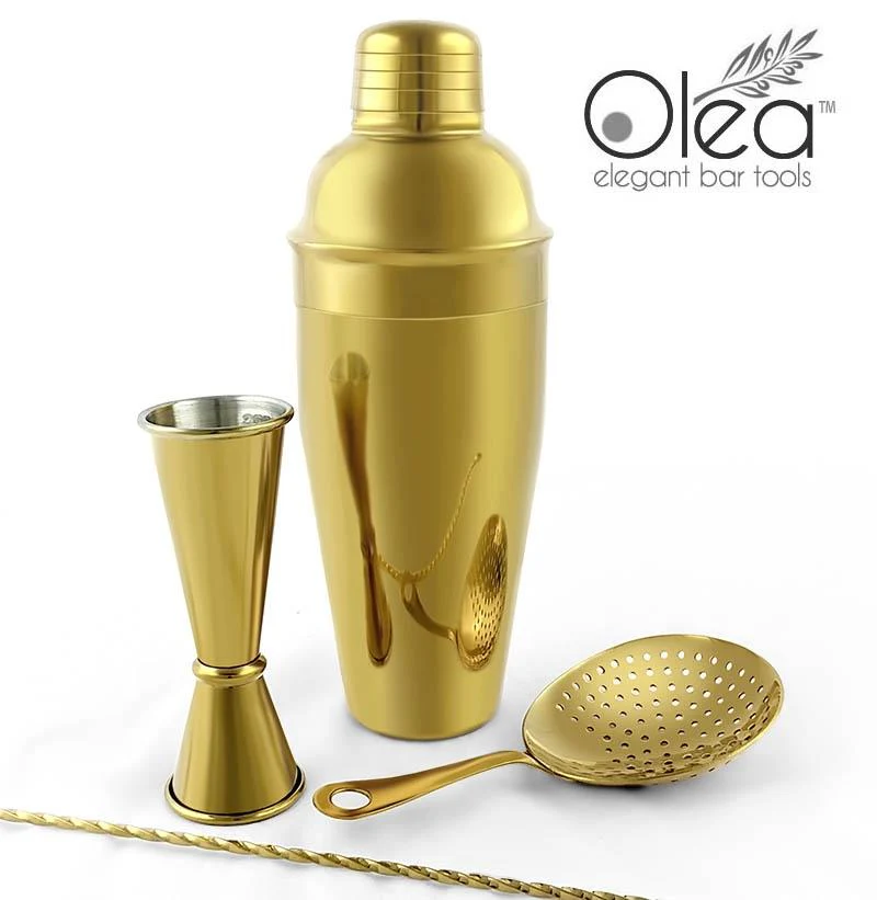 Olea™ 4 Piece Bar Set - Gold Plated with Bar Spoon Tip Option - Image 3