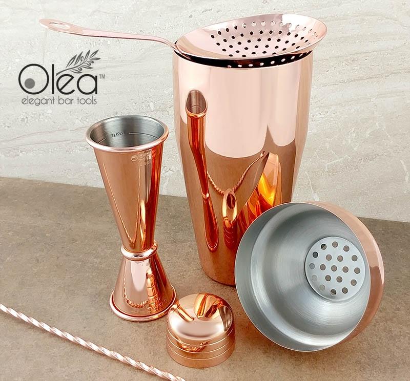 Olea™ Bar Set - Copper Plated - 4 Piece (Bar Spoon Tip Option) - Image 2