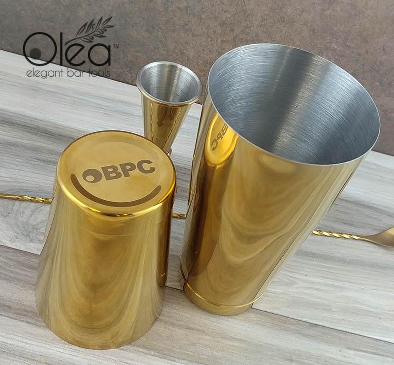 Olea™ Gold Plated Cocktail Shaker Set - 2 Piece - 28 and 16 ounce Tins - Image 2