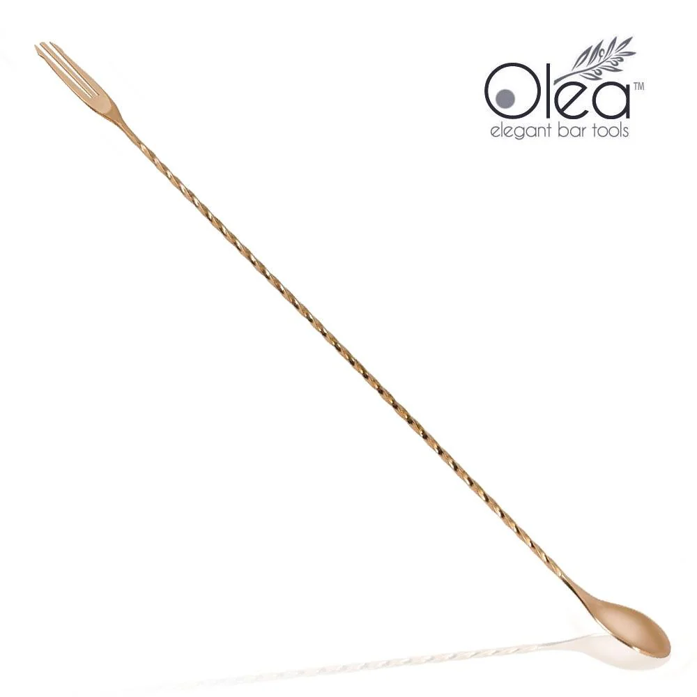 Olea™ Bar Spoon - Copper Plated with Trident Fork Tip (40cm)