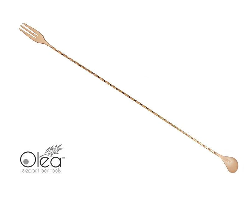 Olea™ Bar Spoon - Copper Plated with Trident Fork Tip (50cm) - Image 3