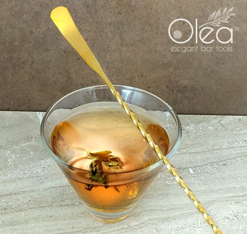 Olea™ Bar Spoon - Gold Plated with Bent Tip (40cm) - Image 2