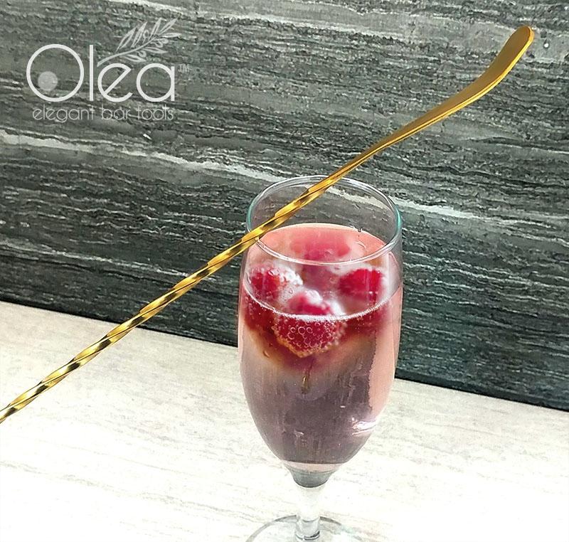 Olea™ Bar Spoon - Gold Plated with Bent Tip (50cm) - Image 2
