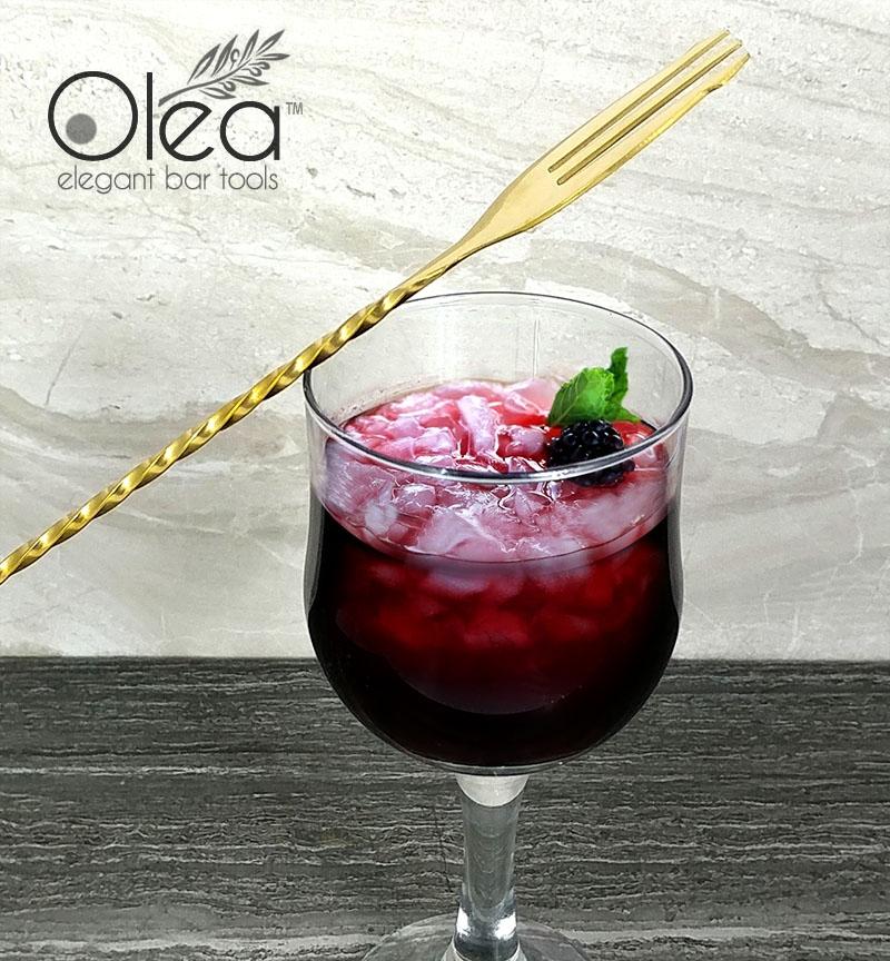 Olea™ Bar Spoon - Gold Plated with Trident Fork Tip (40cm) - Image 2