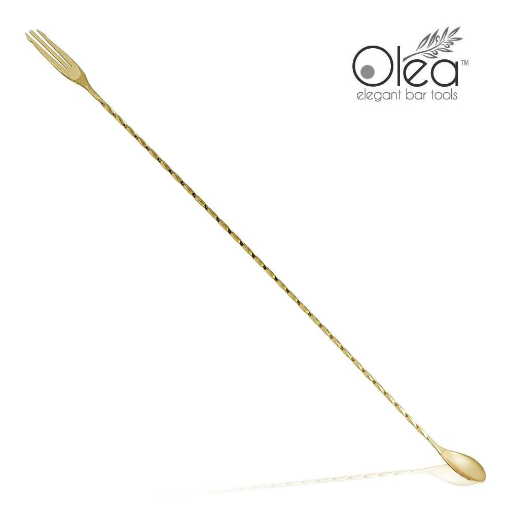 Olea™ Bar Spoon - Gold Plated with Trident Fork Tip (50cm)