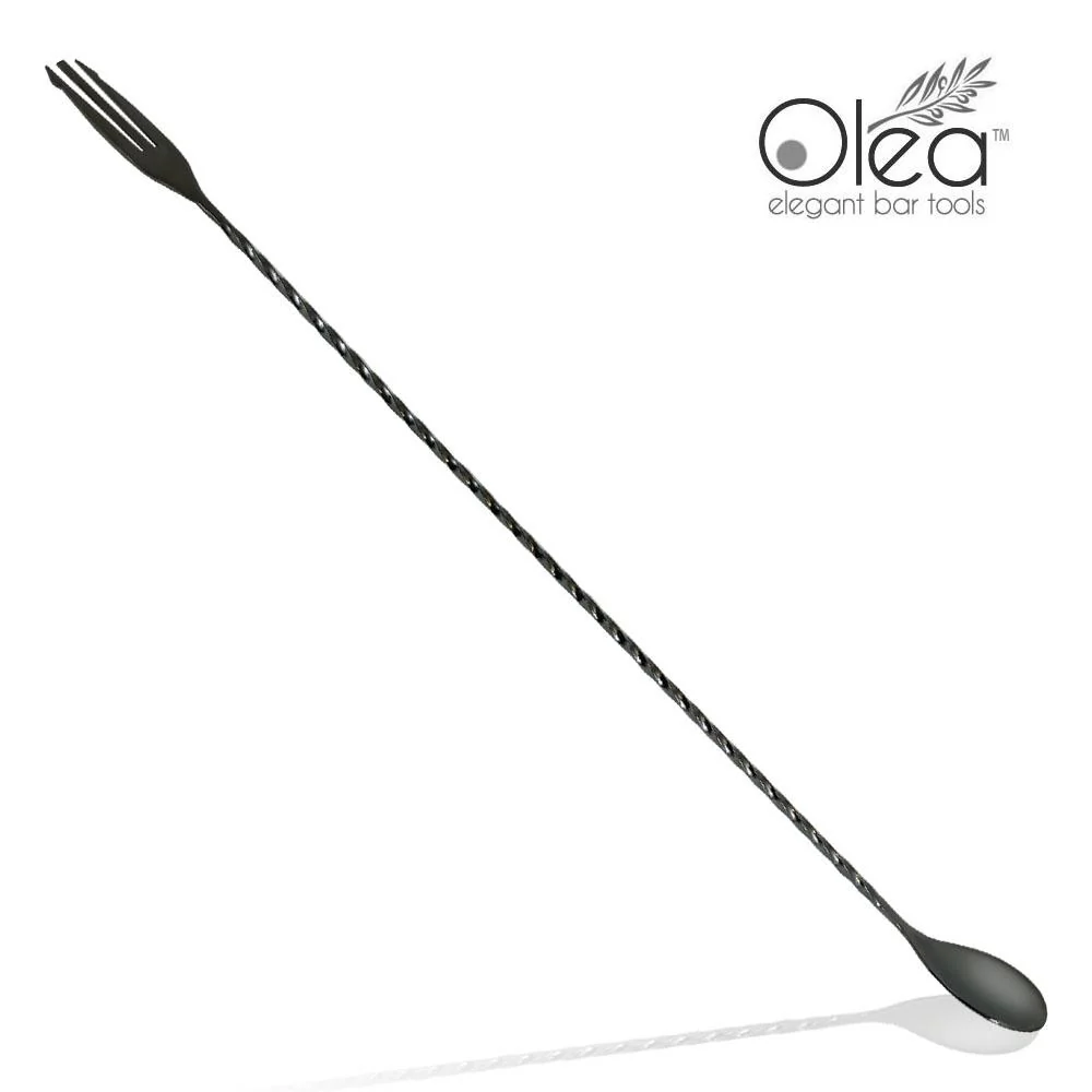 Olea™ Bar Spoon - Gunmetal Plated with Trident Fork Tip (40cm)