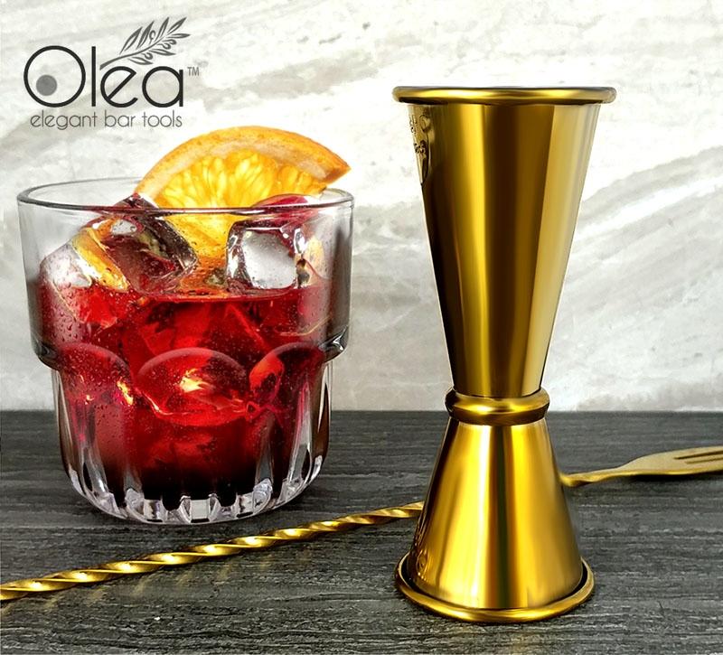Olea™ Gold Plated Japanese Tall Jigger - (1 1/2oz X 1oz) - Image 2